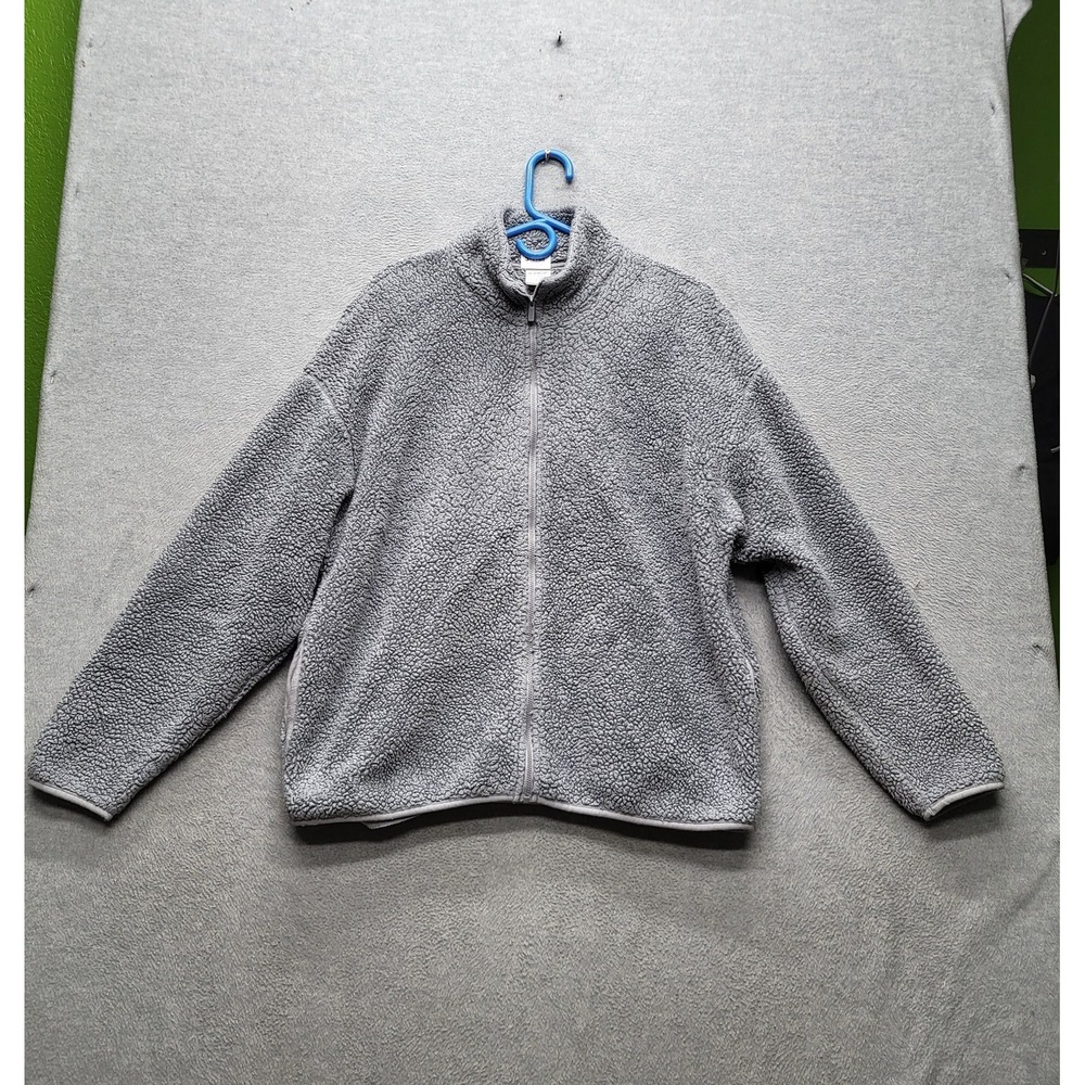 Victoria's Secret PINK Women Sweatshirt LARGE Gray Sherpa Long Sleeve
